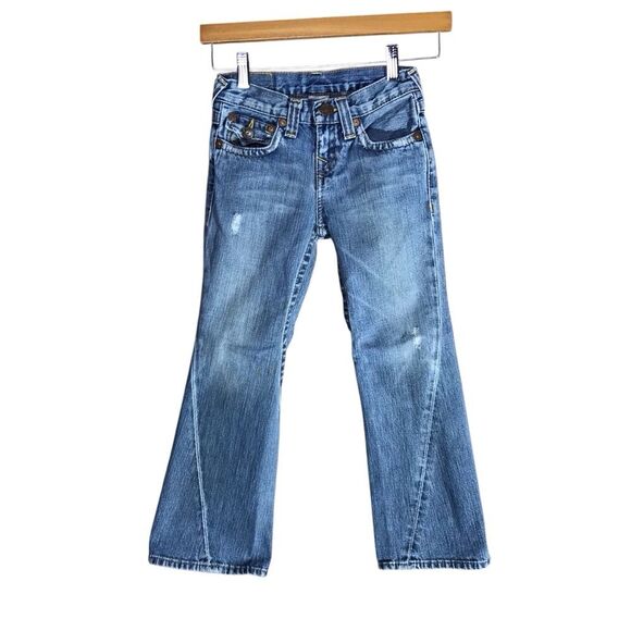 True Religion Girl’s Joey Flare Boot Cut Distressed Denim Jeans Size 6 - Picture 1 of 15